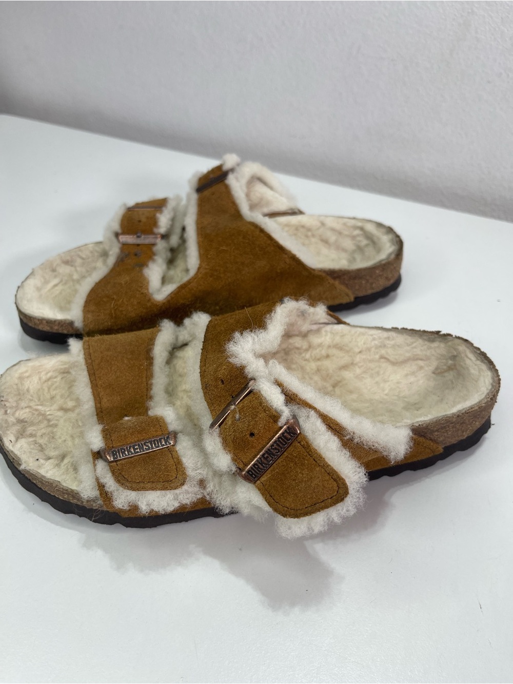 Birkenstock Arizona Shearling Suede Sandals Women's 36 (5) Casual Comfort Boho